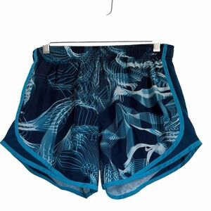 Nike Dri-FIT Tempo Running Shorts Womens Small Navy Blue Abstract Print Mesh 3in